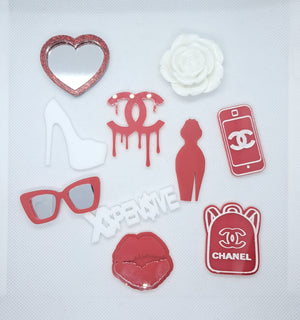 Laser Cut Acrylic Charms for Bling Phone Cases, Bling Mirrors, Bling Compacts, etc.