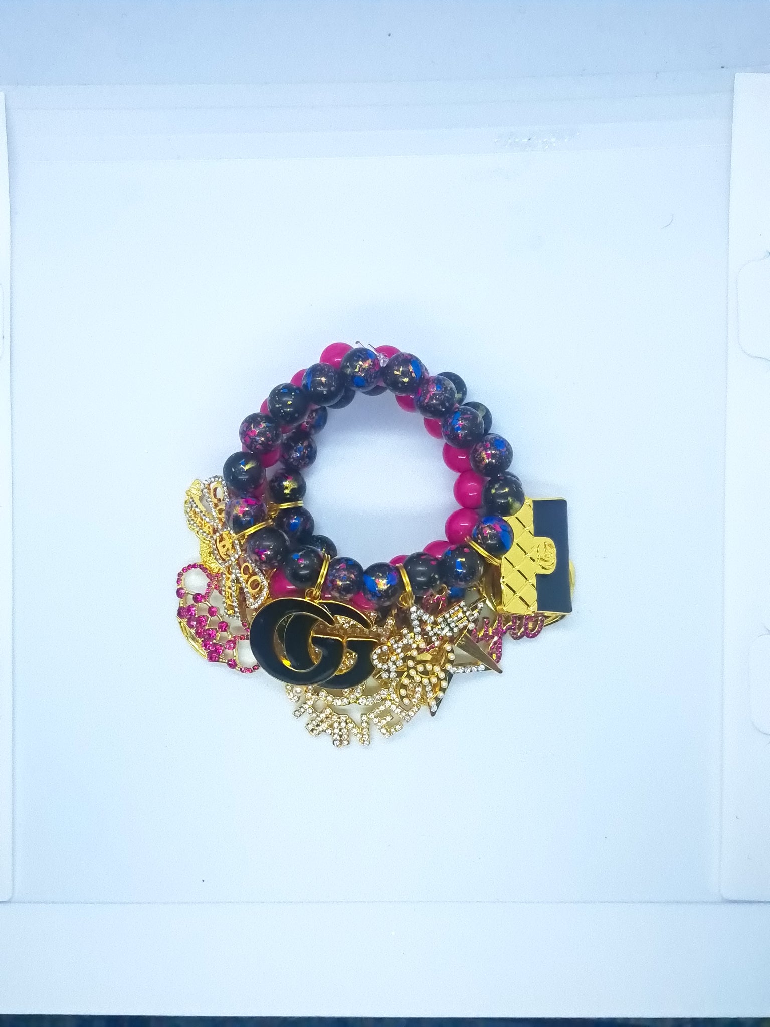 Beaded Stacked Charm Bracelet