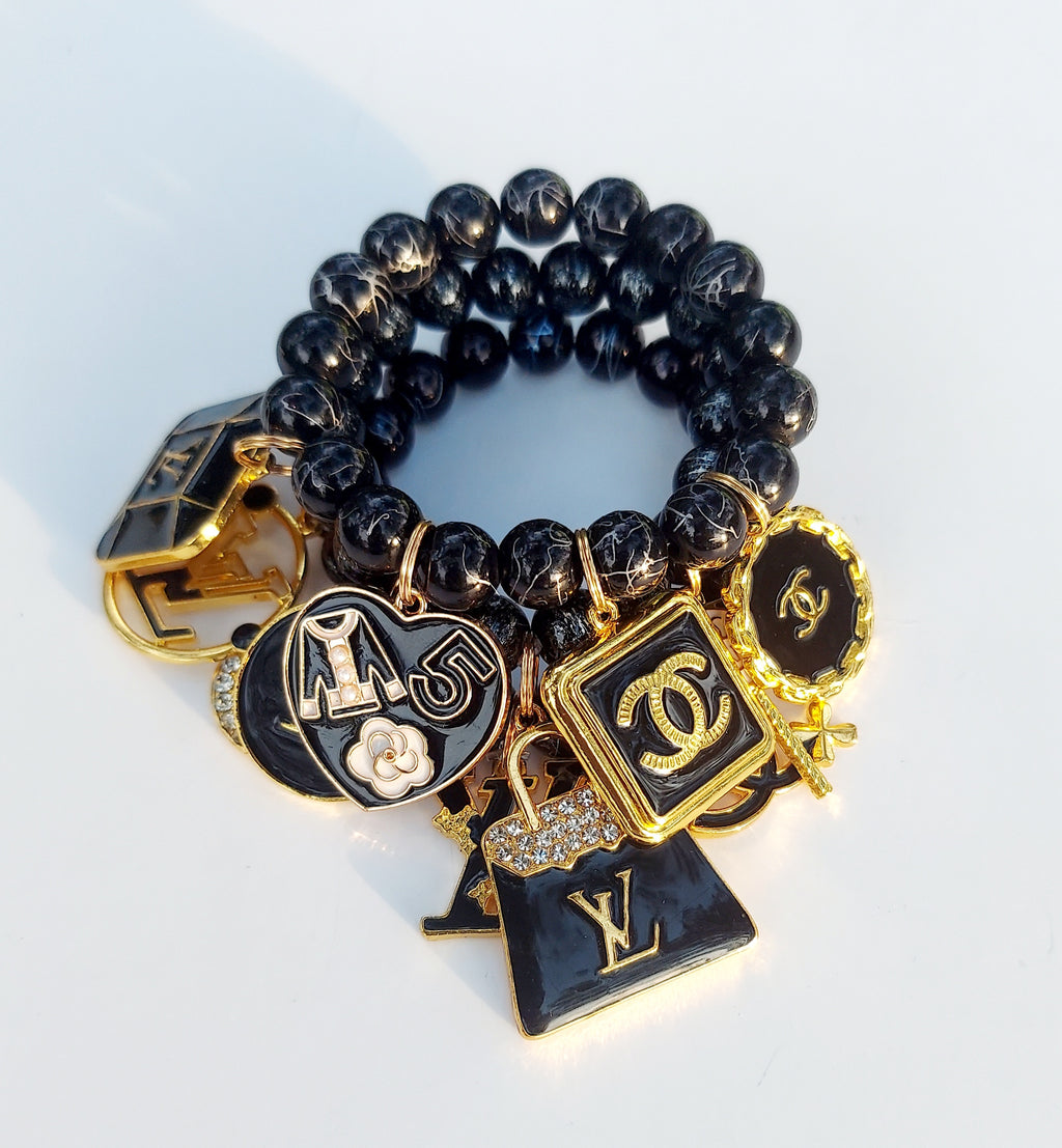 Beaded Stacked Charm Bracelet Set