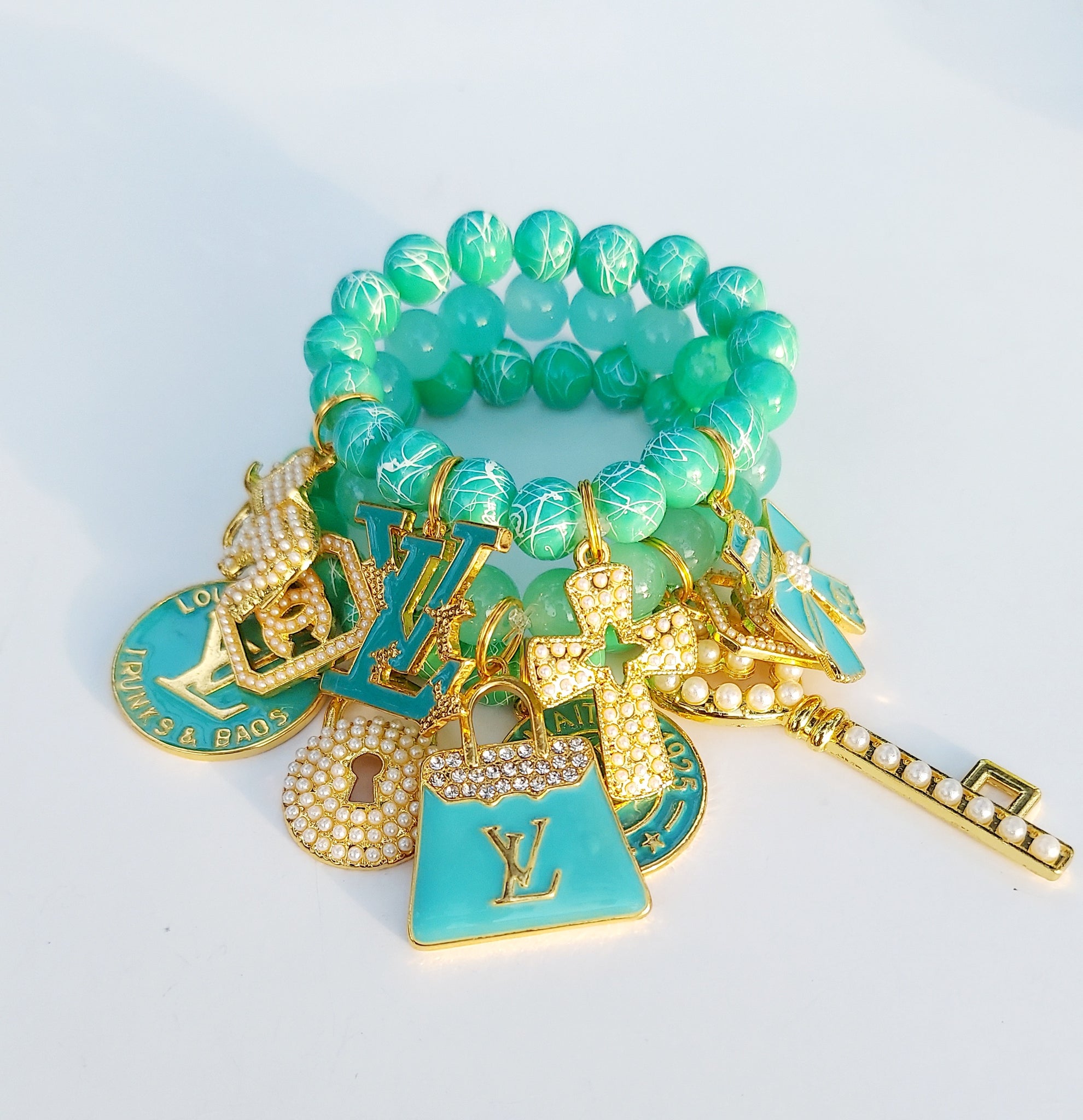 Beaded Stacked Bracelet (Teal