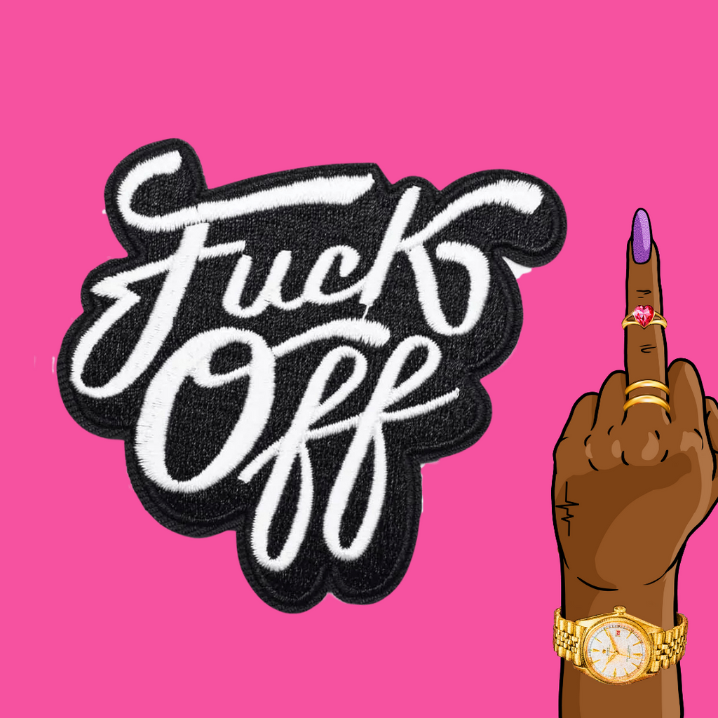 "Fuck Off" Embroidery Patch (Black & White)