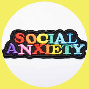 "Social Anxiety" Embroidery Patch (Rainbow)